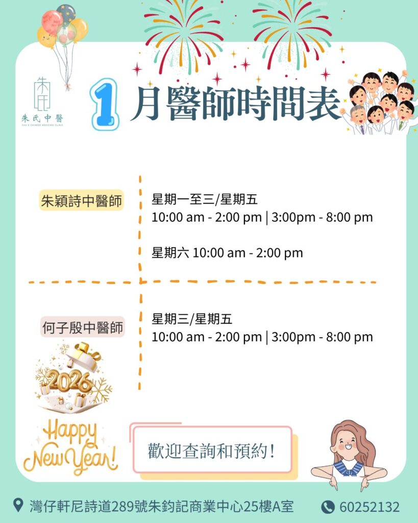 1月醫師時間表