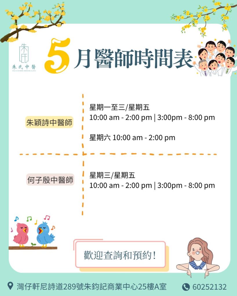 5月醫師時間表